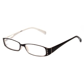 Calabria 727S Dazzle Crystal Bling Designer Oval Reading Glasses +3.50 Black Women Readers Trendy Eyeglass w/Case