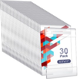 Kigley 30 Packs Wall Mount Acrylic Sign Holder with Tape Clear Acrylic Sign Holder Wall Sign Document Door Sign Paper Holder Menu Holder Poster for Office Store Restaurant No Drilling (8.5 x 11 In)