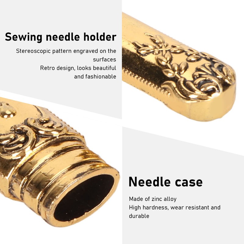 Vintage Needle Case Engraved Stereoscopic Pattern Stylish Sewing Needles Storage
