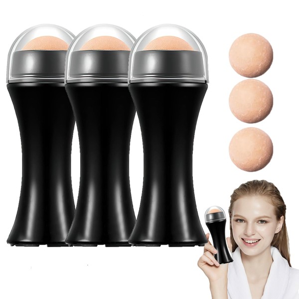 Oil-Absorbing Volcanic Stone Face Roller, Pack of 3 Oil Absorbing