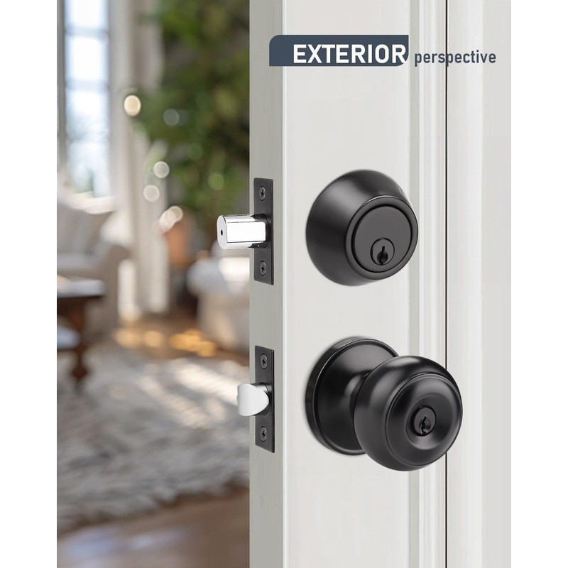 Brotima 4 Pack Keyed Alike Front Door Knob and Deadbolt