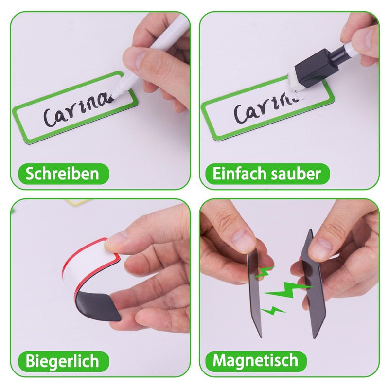 Meetory Magnetic Strips Writeable, 20 Wipe-Clean Magnetic Signs, Universal Whiteboard