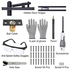 AURIXUS Hidden Door Hinge, 573 LB/260KG Heavy Duty Hidden Hinges, with Dual-Bearing Design for Silent Operation, 360° Rotation Pivot Hinge for Secret Doors, with Goggles and Pencil (1PC)