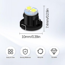 NIIIYTYB 10Pcs T4.2/T4 LED Bulb Climate Control Bulbs Wedge Instrument Cluster Panel Light for Car Dashboard Dash Lights Indicators Base Automotive Look up Switch Light Bulbs White Light
