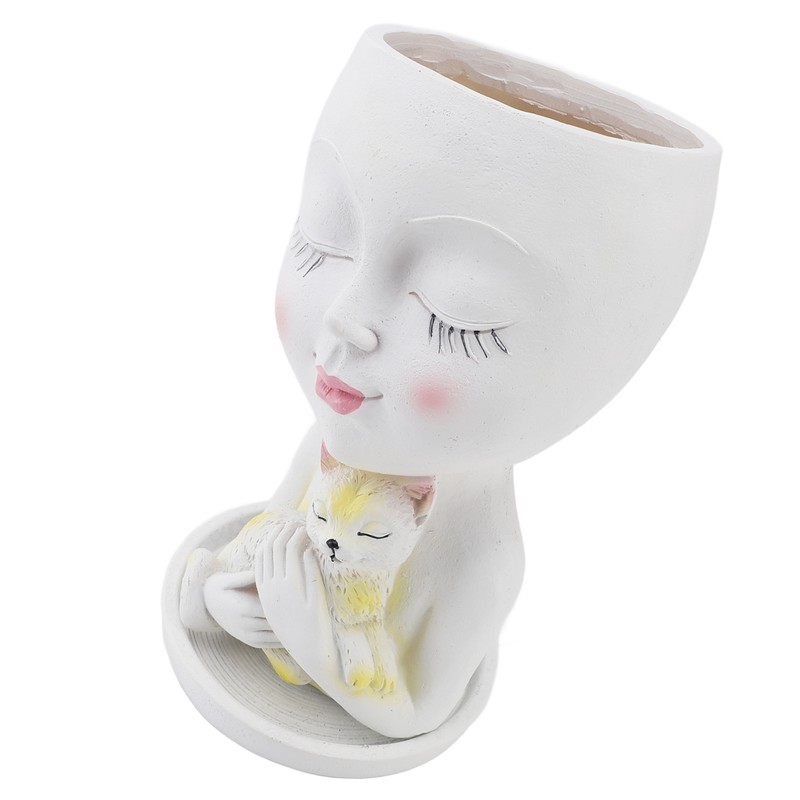 Face Flowerpot Fadeless Resin Head Planter DIY Decorative Adorable Succulent