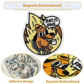 2 Pcs This is Fine Dog Patches - Iron On/Sew On Embroidered Patch, Funny Morale Patch, Cute Applique Accessories for Jackets, Jeans, Vests, Clothes, Tote Bags