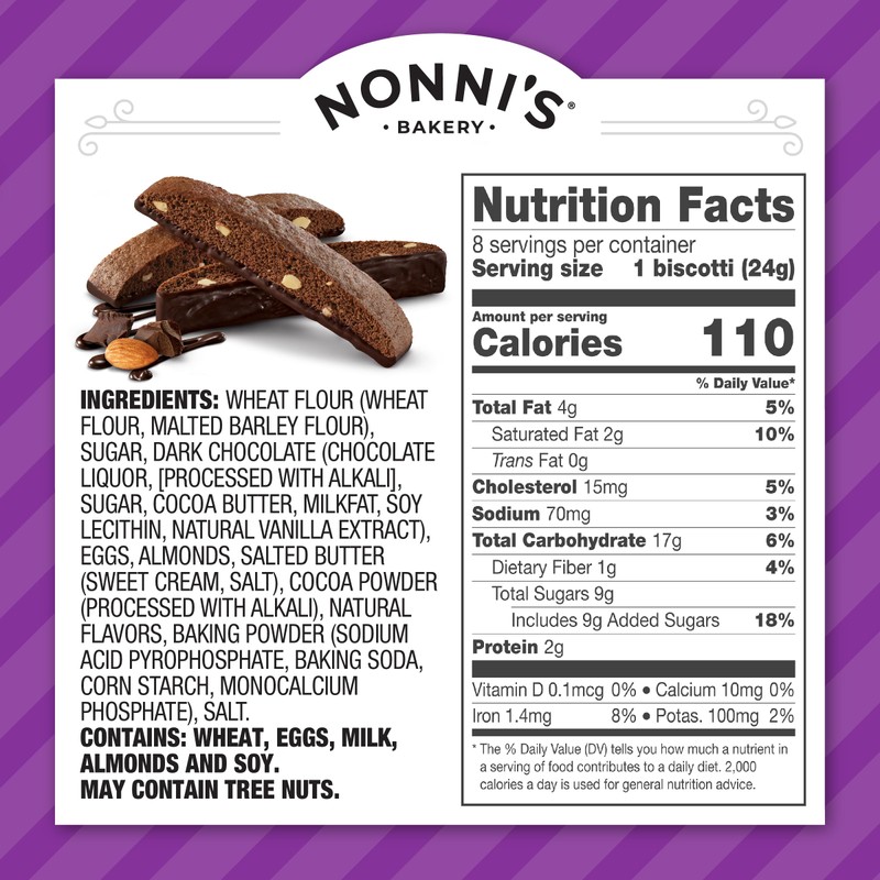 Nonni's, Dark Chocolate Almond Biscotti, 6.88 Ounce