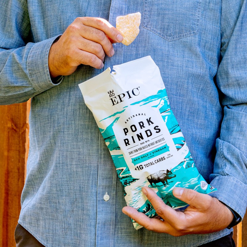 EPIC Sea Salt + Vinegar Oven Baked Pork Rinds, Keto