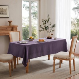 YZJZEDS - Mantel de lino para mesa rectangular, 60 x 120 pulgadas, morado, estilo granja, mantel de arpillera resistente al agua para mesa de comedor, cocina de granja