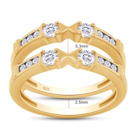 SAVEARTH DIAMONDS 3/5 cttw Round Lab Created Moissanite Diamond Wedding Enhancer Guard Ring In 14K Yellow Gold Over Sterling Silver (D Color,VVS1 Clarity) Size-4.5