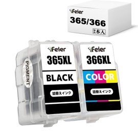 Feier Canon BC-365XL (Pigment Black) BC-366XL (Dye Color) Ink Cartridge Refill for Canon TS3530 Ink BC-365 BC-366 Compatible Canon Ink 365 366 Large Capacity Compatible with PIXUS TS3530