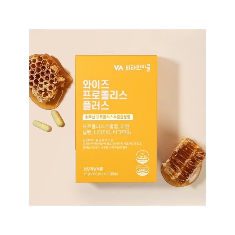 Vitamin Village 5중복합기능성 프로폴리스 플러스 면역력 항산화 1박스 30캡슐 5-in-1