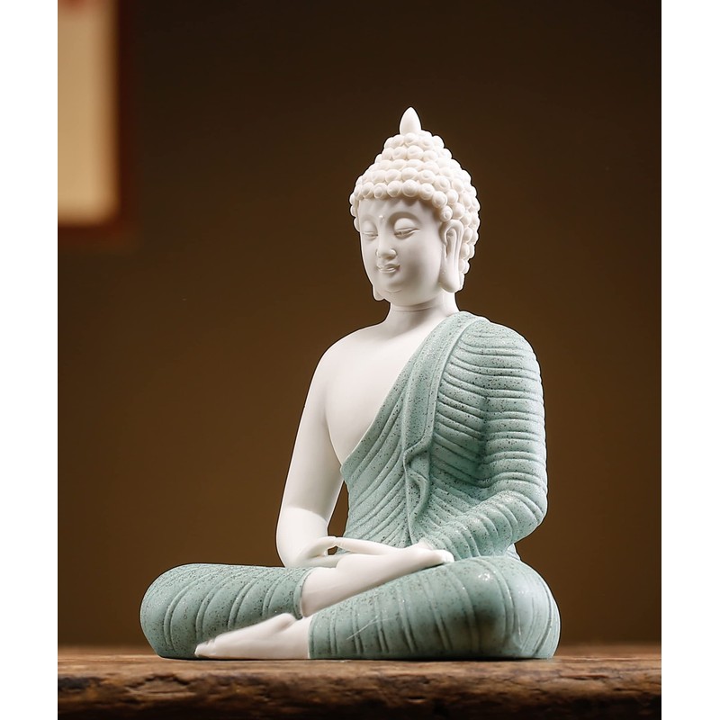 Qinlang 6 inch Small Green Buddha Statue for Home Decor,