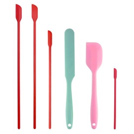 Kitchen GIMS Mini Silicone Spatula Set 6 PCS Food Grade Small Jar Spatula with Long Handle Makeup Spatula Tool Heat Resistant Kitchen Utensils for Baking Cooking Mixing Tiny Scraper
