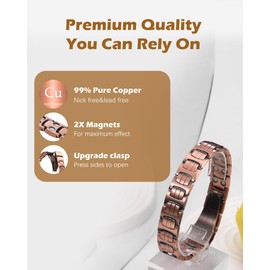 Jeracol 99% Soild Copper Bracelets for Men, Copper Bracelet with Magnets,Adjustable Size&Jewelry Gift Box(Geometric lines)