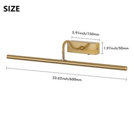 MKBNG Picture Light,5000mAh Picture Lights for Wall with Remote,23.6 inch Art Light for Paintings, Gallery Lighting for Photo,Mirror,Artwork Frame,Portrait(Gold)