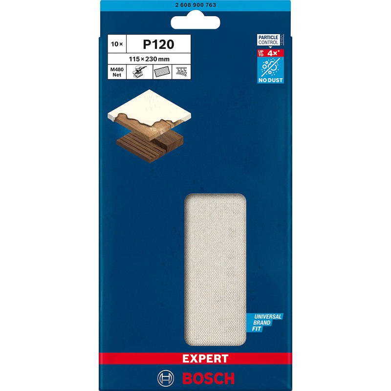 Bosch Professional 10x Expert M480 Sanding Net (for Hardwood, Paint