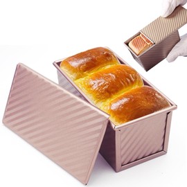 BGOBTY Bread Baking Moulds, Toast Bread Baking Mould with Lid, 230 g Bread Baking Mould, Carbon Steel Baking Mould Bread, Non-Stick Bread Moulds, Suitable for Baking Bread, Cakes, Toast and Other