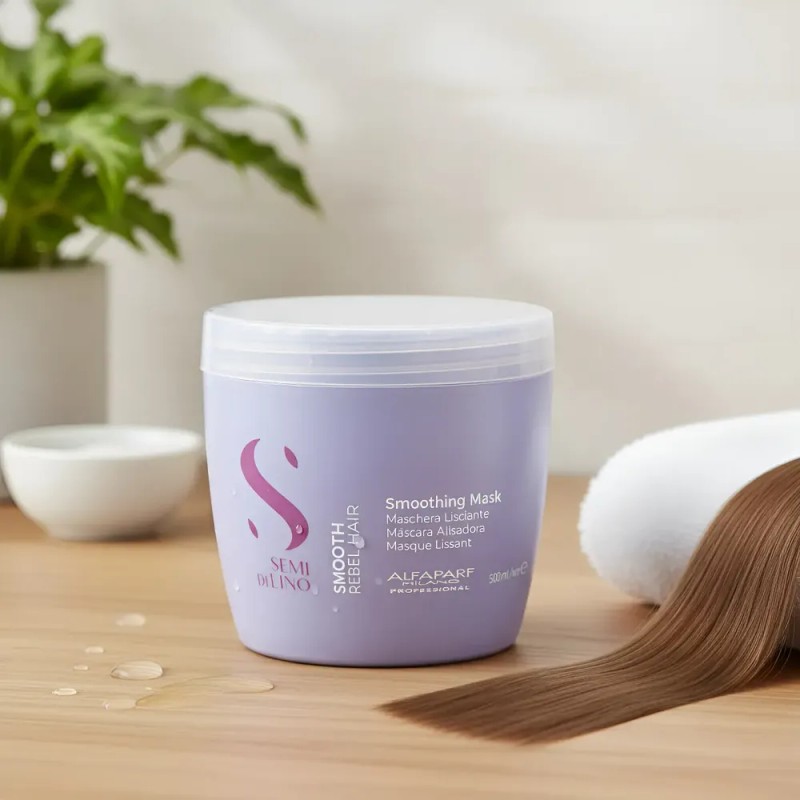 Shampoo + Mascarilla Alisadora Smooth Rebel Hair Alfaparf