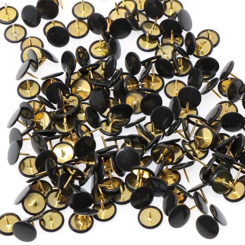 VAPKER 200 PCS Thumb Tacks Black Plastic Round Head Thumbtacks