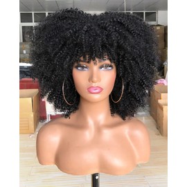 CoCrowns 14Zoll kurze lockige Afro-Perücken für schwarze Frauen (Ombre Braun)