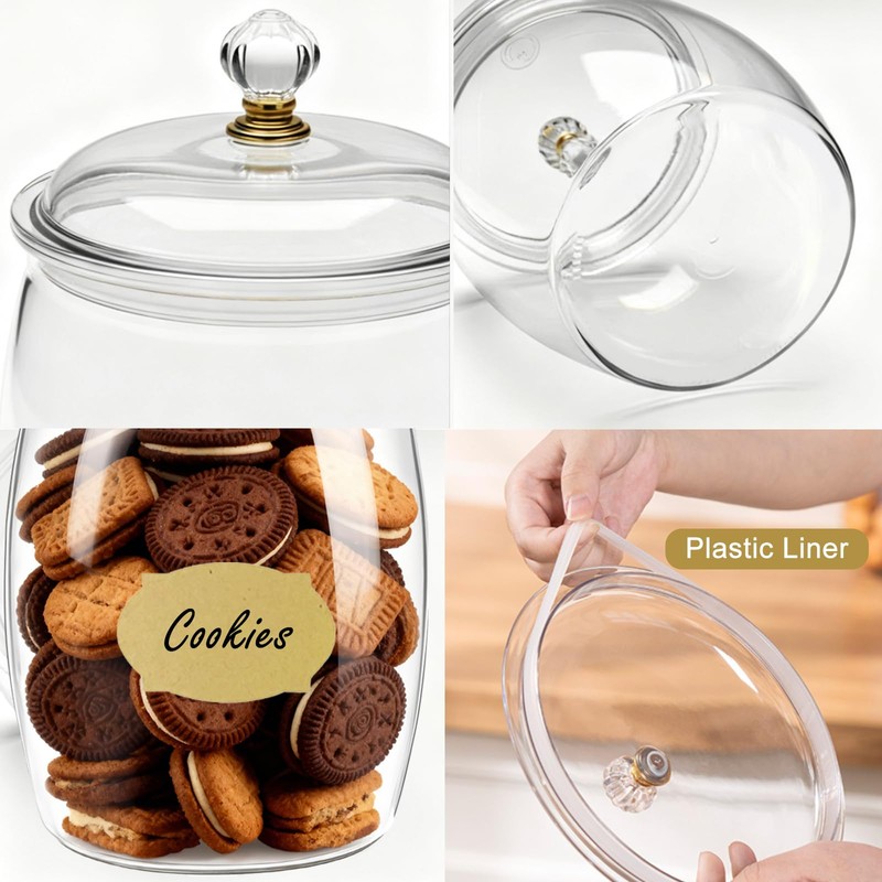 FALUCKYY 6 PCS Plastic Candy Jars with Lids, 2.2L 74oz