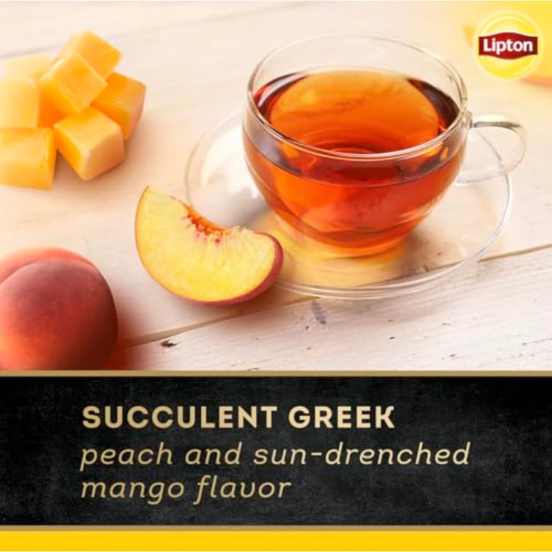 Lipton Black Tea Peach Mango, Pyramid Tea Bags, Flavored Teabags