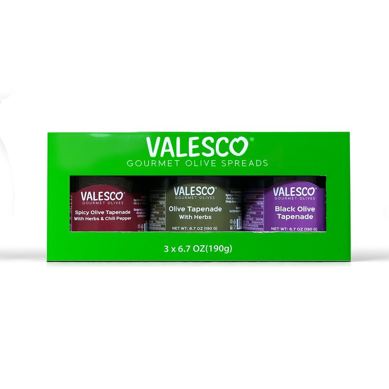 VALESCO Olive Tapenade Variety Pack - Spicy, Herb, and Black