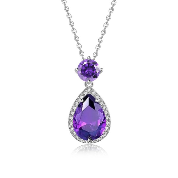YONVUN Crystal Diamond Gemstone Pendant Necklace Plated 18k Gold Teardrop