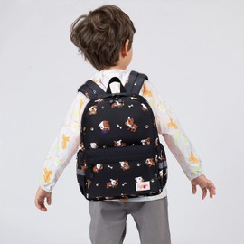 Lanola Cute Little Girls Backpack Waterproof Small Kids Backpacks Daypack for Toddler Girl Bakcpack Travel Bag Baby Children Preschool Bakcpack- Black Dog