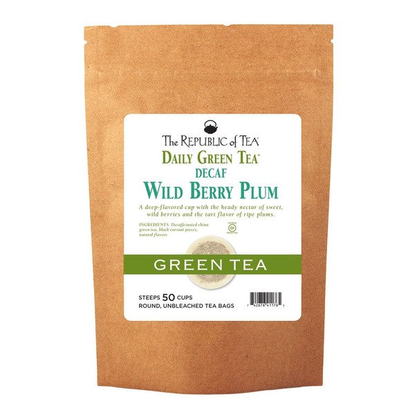 The Republic of Tea Wild Berry Plum Green Tea, 50 Tea Bags (Refill Bag)