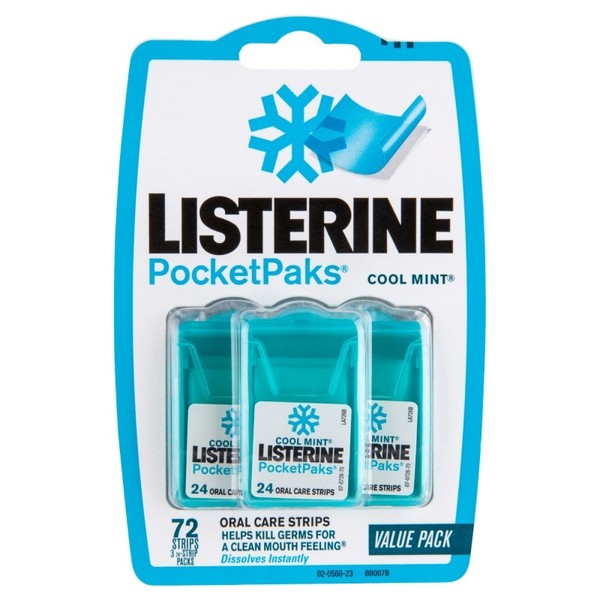 Listerine PocketPaks Oral Care Strips Coolmint Strips X 72