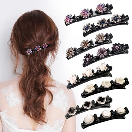 8Pcs Sparkling Crystal Stone Braided Hair Clips,Rhinestone Thick Thin Hair Styling Braided Clips Hair Accessories for Womens and Girls(Set B)