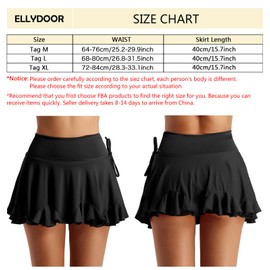 ELLYDOOR Women Latin Dance Mini Skirt Ballroom Salsa Rumba Training Skirt Skater Costume Ruffle Swing Skirt with Shorts Large Black