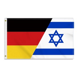 Large 90 x 150 cm Germany Israel Flag, Large 150D German Israel Friendship Banner, Durable Germany Flag Doube Side Print Decor Brass Eyelets Large Israel