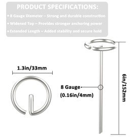 ESOHOT 60 Pcs Landscape Staples 6 inch Heavy Duty Thickened 8 Gauge Circle Top Landscape Pins Galvanized Garden Stakes for Landscaping Garden Stakes Landscape Stakes