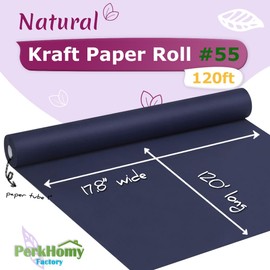 PerkHomy 17.8" x 1,440" (120') Navy Blue Kraft Paper Roll for Craft Bulletin Board Paper Kids Art Table Covering Crafting Gift Wrapping Bouquet Packing Parcel 80GSM 55LB (Navy Blue, 17.8" x 120')