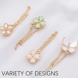 8 Pack Multi-Function Magnetic Clothing Clips– Elegant Shirt Clips for Women, Magnet Clothing Pins with Decorative Chain, Shortening Adjusters for Shirt Sleeves,T-Shirt Hems, Collar, Pants Hems