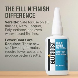 GluBoost Fill N' Finish Pro Formula Flexible Finish, Filler, Ding Repair Solution