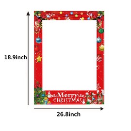 Soochat Christmas Photo Booth Props Frame Christmas Party Photo Booth Props Supplies with Photo Frame - Xmas/Winter/Holiday New Year Decorations