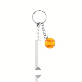 Sisadodo Yellow Training Cricket Ball Keyring for Men Women Mini Cricket Bat and Ball Key Ring for Sports Lover Leaving Birthday Gifts for Sports Fan Best Friend Friendship Keyrings for Girls Boys
