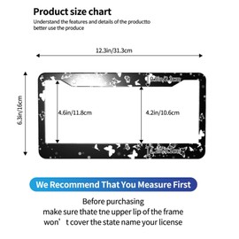 Beautiful Butterfly License Plate Frame - 1 Pack Aluminum Car License Plate Cover Black and White Butterfly License Plate Holder Universal US-Canada 2 Hole Auto Car Tag for Women/Men