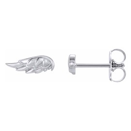 AFFY 14K White Gold Plated 925 Sterling Silver Plain Minimalist Dainty Angel Wing Tiny Stud Earrings Bridal Wedding Engagement Jewelry For Her Women Perfect For Any Occasion.