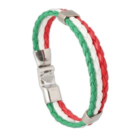 ChungLong0593 Multicolor Hand Woven PU Leather Alloy Buckle National Flag Bracelet Country Cuff Braided Rope Wristband Jewelry Gift - Italy