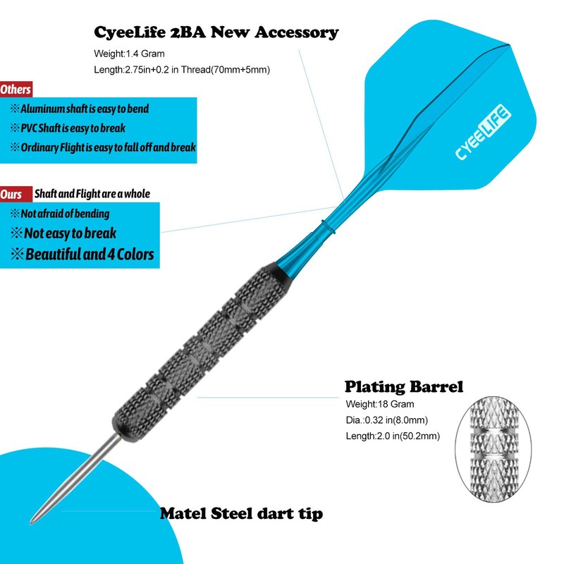 CyeeLife 20g Steel tip Darts Set with Sharpener,Flights Don't Fall