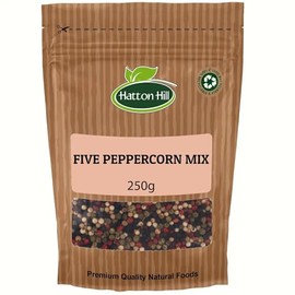Five Peppercorn Mix 250g by Hatton Hill (Black Peppercorns, Allspice, White Peppercorns, Pink Peppercorns, Green Peppercorns)