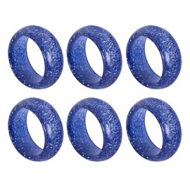 Blue Napkin Rings, Elegant Décor Colored Resin Napkin Holder Ring Set for Christmas, Thanksgiving, Dinner Parties, Weddings, Holidays, and Summer Winter Gathering | Value Pack of 6 | Blue Glitter