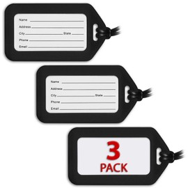 Mifflin - Luggage Tags - Black, 6 Pack - Suitcase Tags - Travel Bag Tag for Baggage
