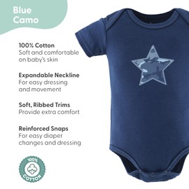 The Peanutshell Baby Boy Short Sleeve Bodysuits - Boy Clothes, Newborn 0-3, 3-6, 6-9, 9-12, 12-18, 18-24 Months Baby Clothes - 100% Cotton Outfits - Blue Camo (9-12)