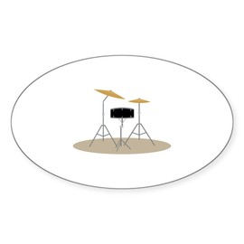 CafePress Snare and Cymbal Sticker Sticker (Oval 50 pk)